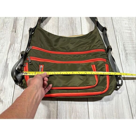 Sondra Roberts Squared Green and Orange Zipper Purse Shoulder Bag - Picture 10 of 11